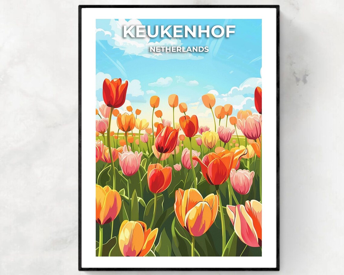 Keukenhof Netherlands Tulip Gardens Blooming Flower Field Poster