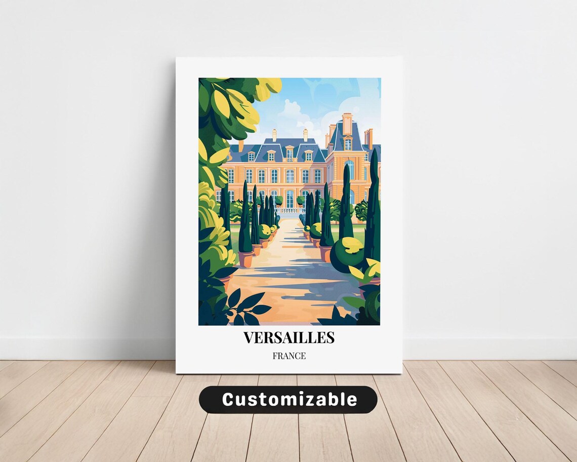 Versailles Palace France Formal Garden Vintage Travel Poster