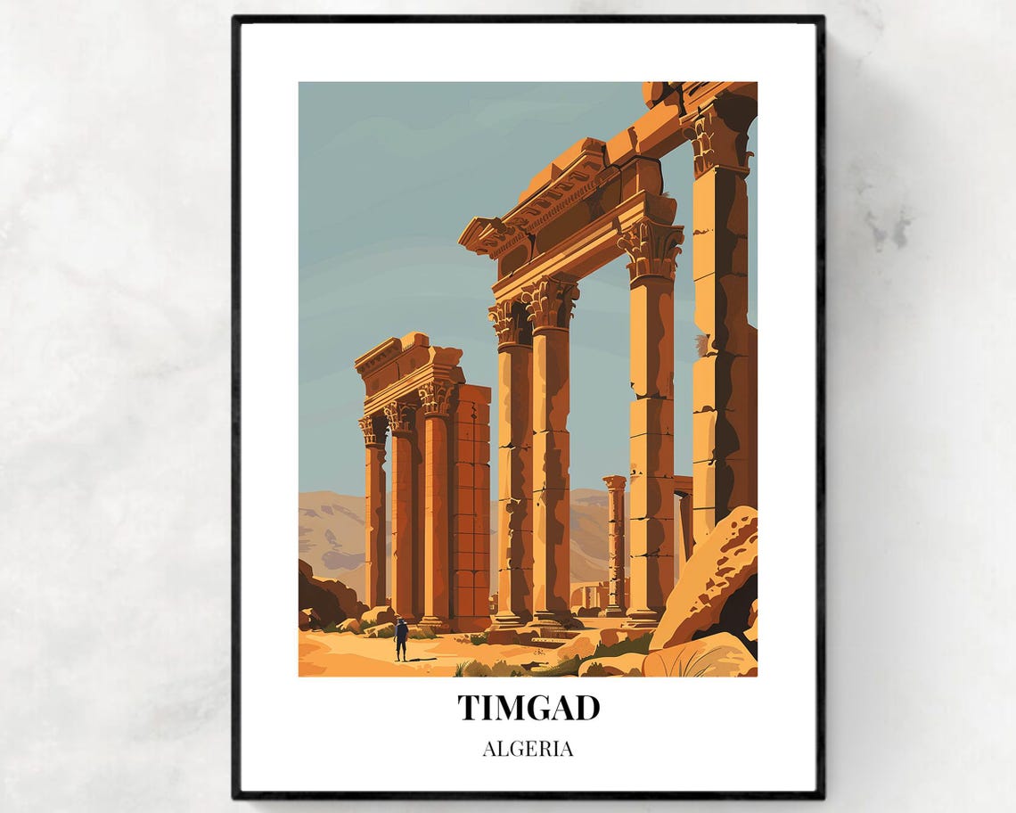 Timgad Roman Ruins Unesco World Heritage Site Travel Print Wall Art Timgad Algeria City Print Travel Gift Wall Art