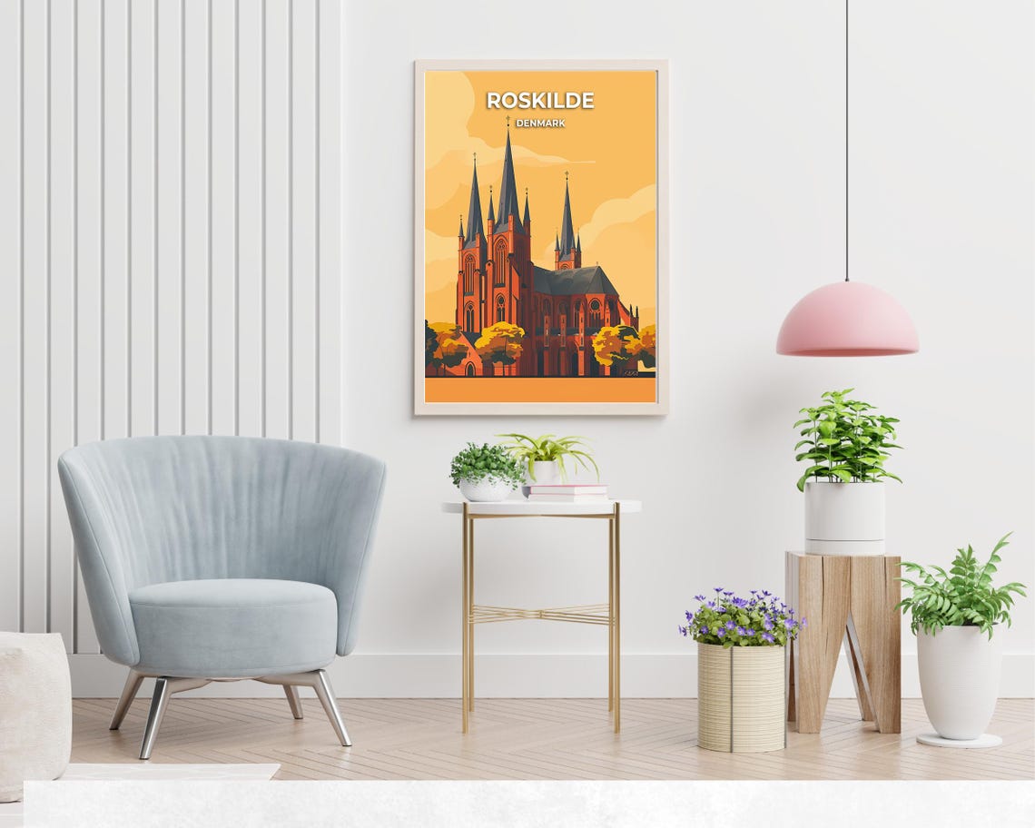 Roskilde Denmark Vintage Gothic Cathedral Spires Retro Travel Poster - Image 2