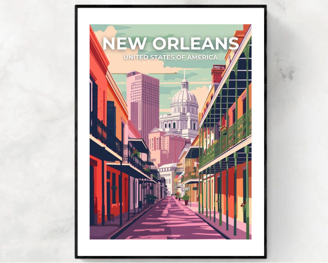 New Orleans United States Travel Print Wall Art New Orleans United States City Print New Orleans United States Travel Gift Wall Art