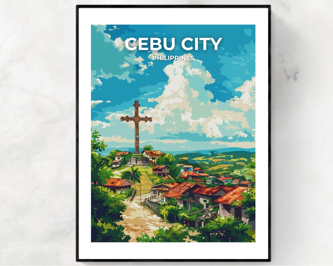 Cebu City Philippines Magellan's Cross Hillside Village Travel Poster