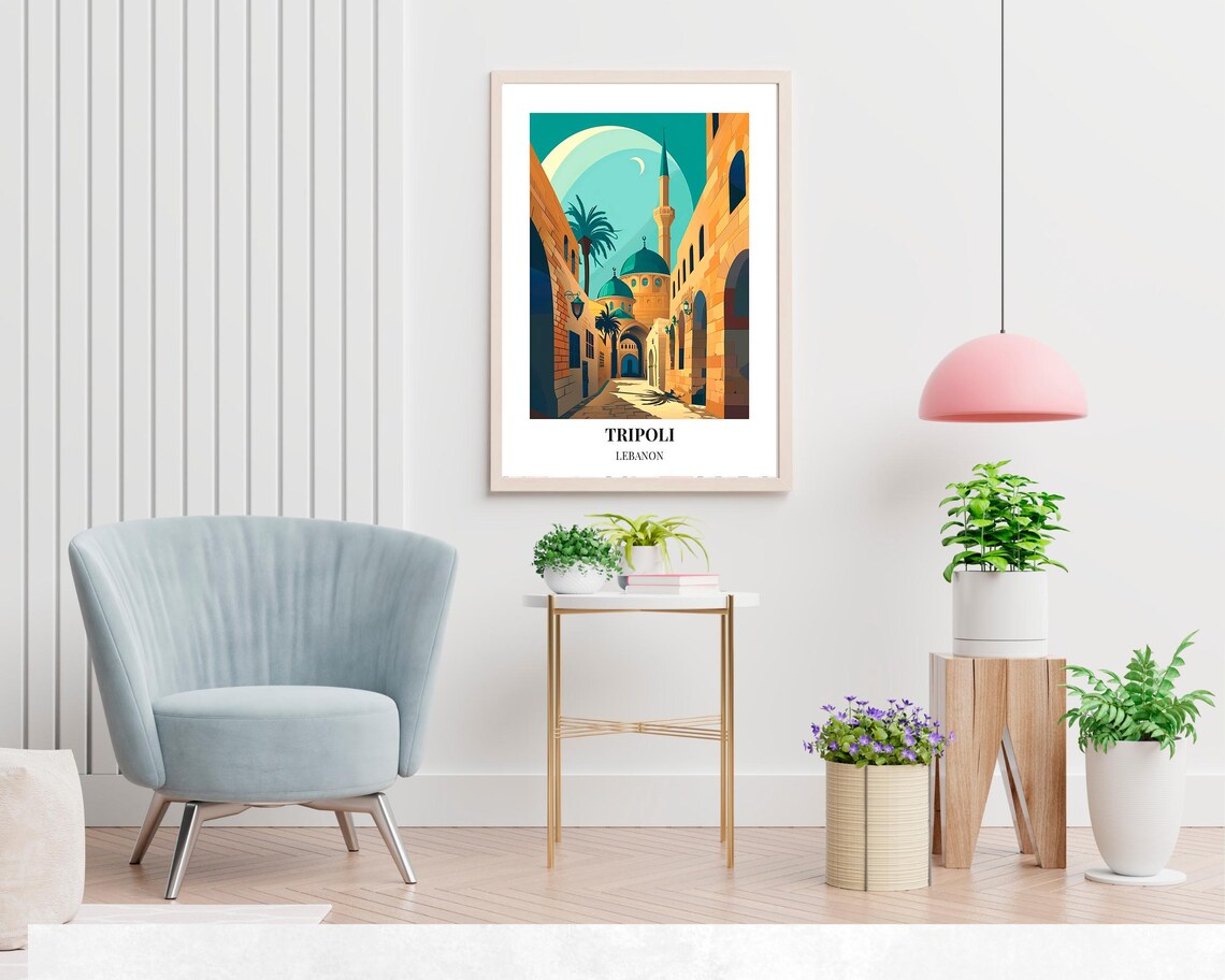 Tripoli Lebanon Old Town Mosque Minaret Moonlit Alley Poster - Image 2