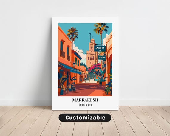 Marrakesh Morocco Travel Canvas Poster Custom Wall Art