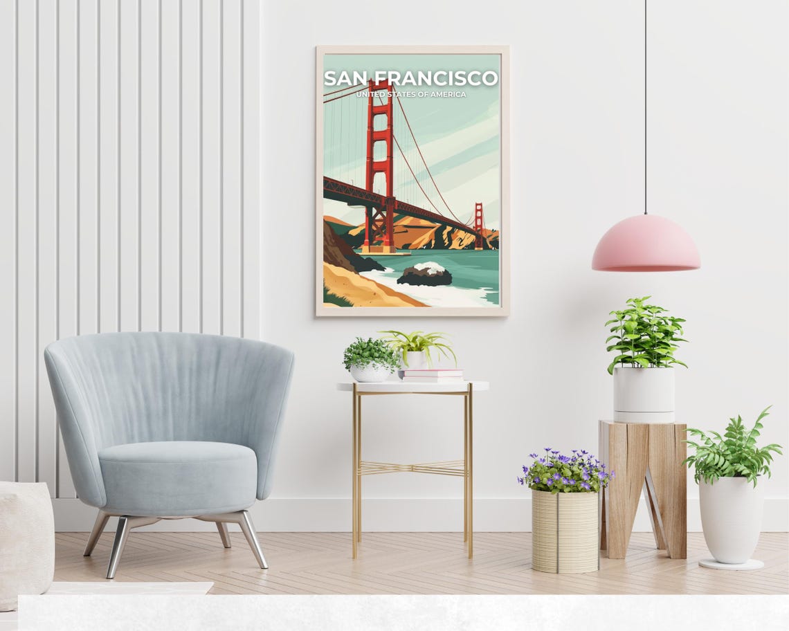 San Francisco Golden Gate Bridge Tower Close-Up Poster Top Title - Image 2