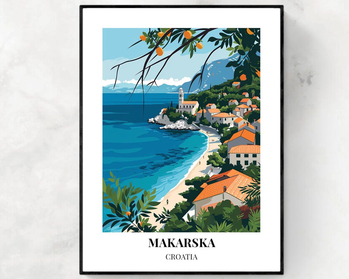 Makarska Riviera Travel Print Wall Art Makarska Croatia City Print Makarska Riviera Travel Gift Makarska Riviera Poster Travel Gift