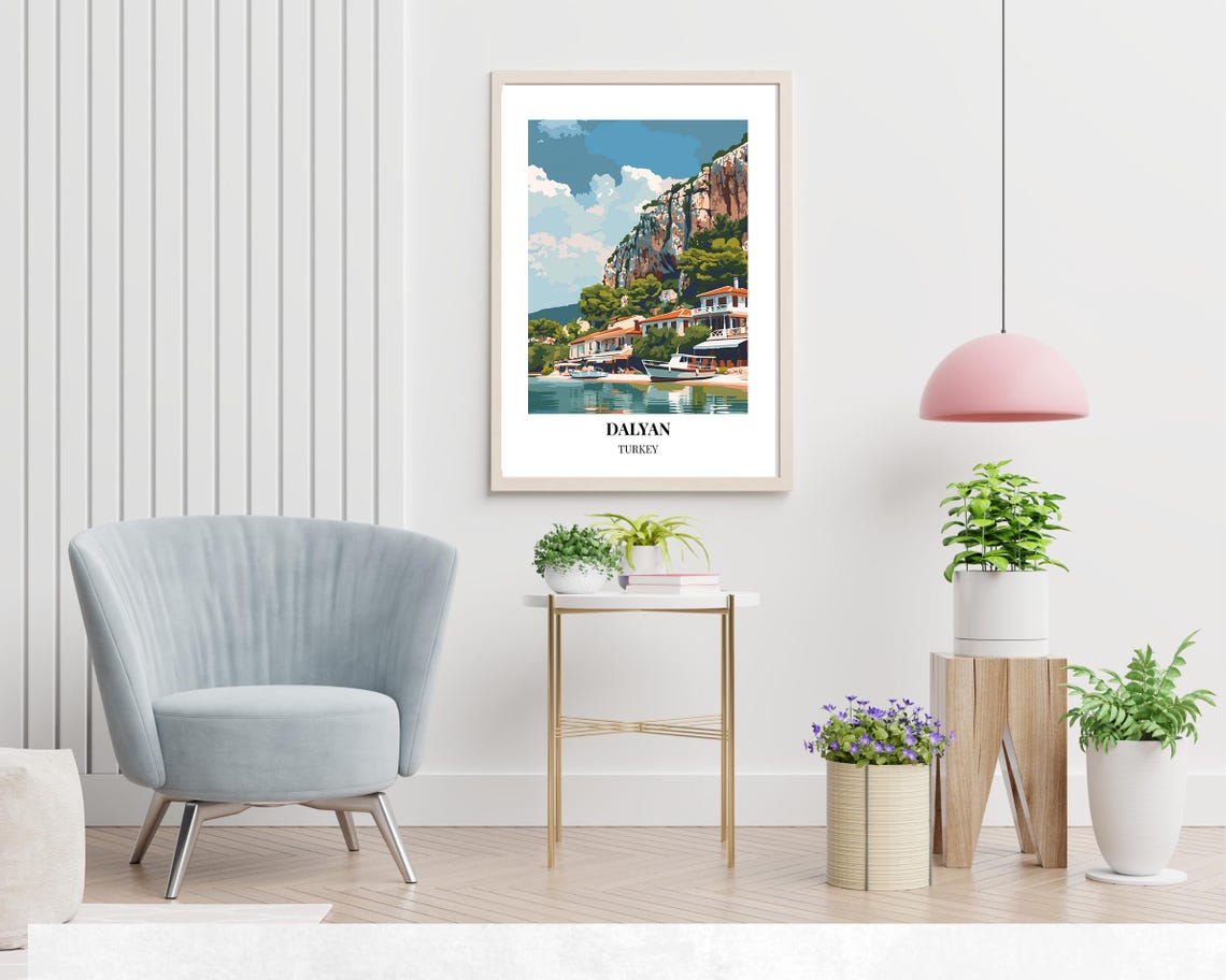Dalyan Turkey Riverside Village Beneath the Cliffs Travel Poster - Image 2