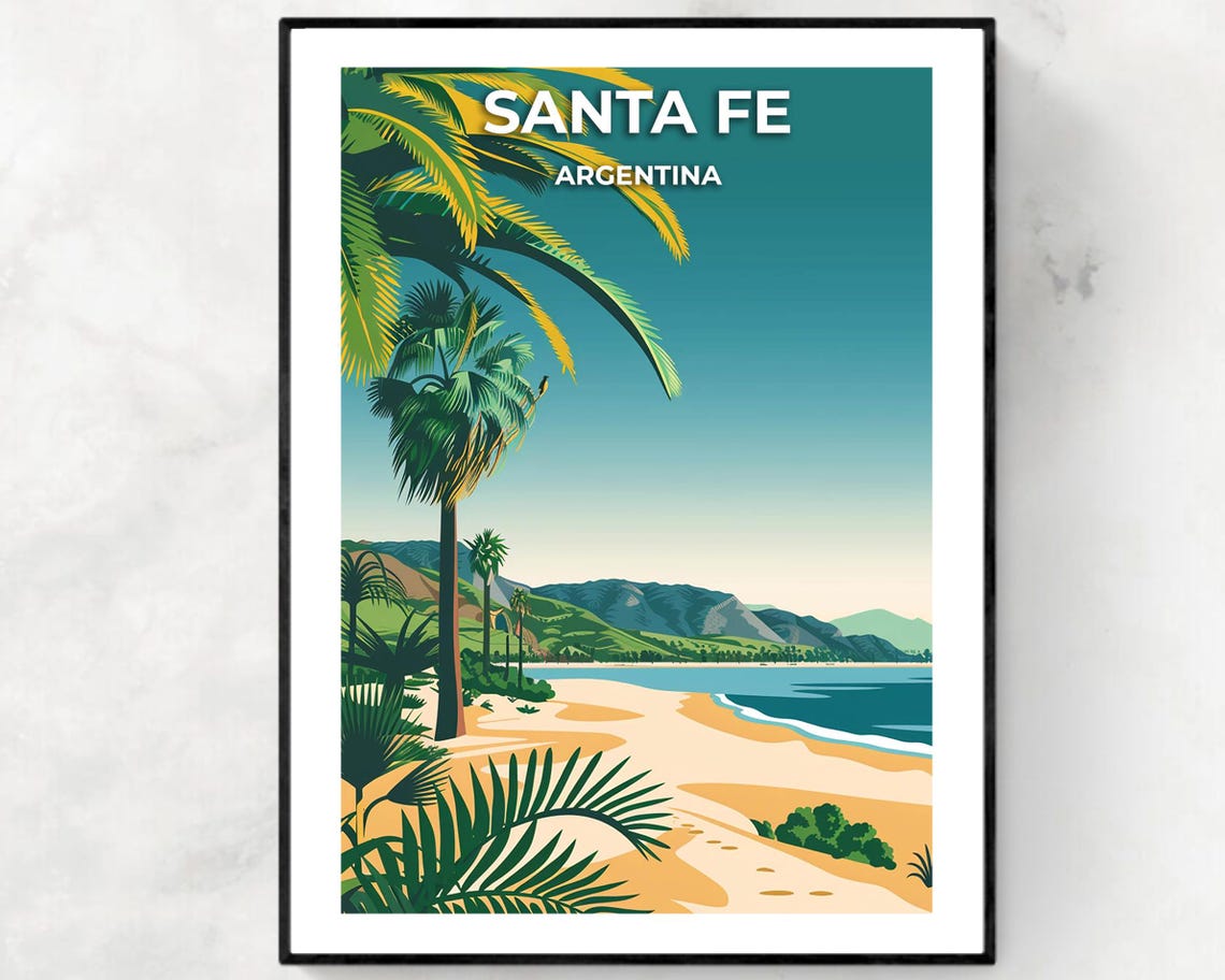 Santa Fe Argentina Palm Beach Tropical Shoreline Travel Poster
