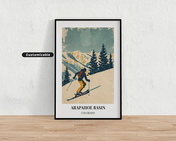 Arapahoe Basin Colorado Vintage Retro Skier Slope Ski Travel Poster