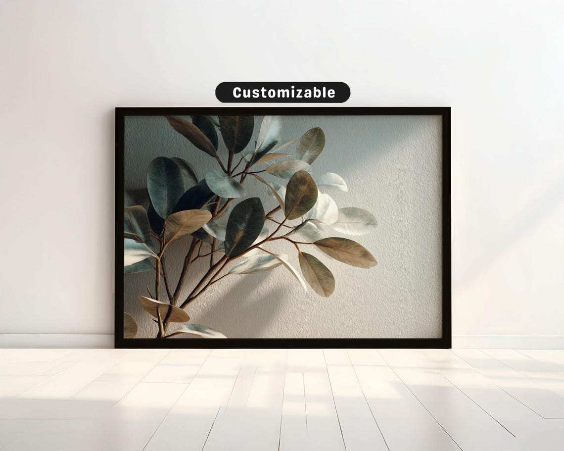 Minimal Plant Accent With Subtle Texture Botanical Wall Art Neutral Print