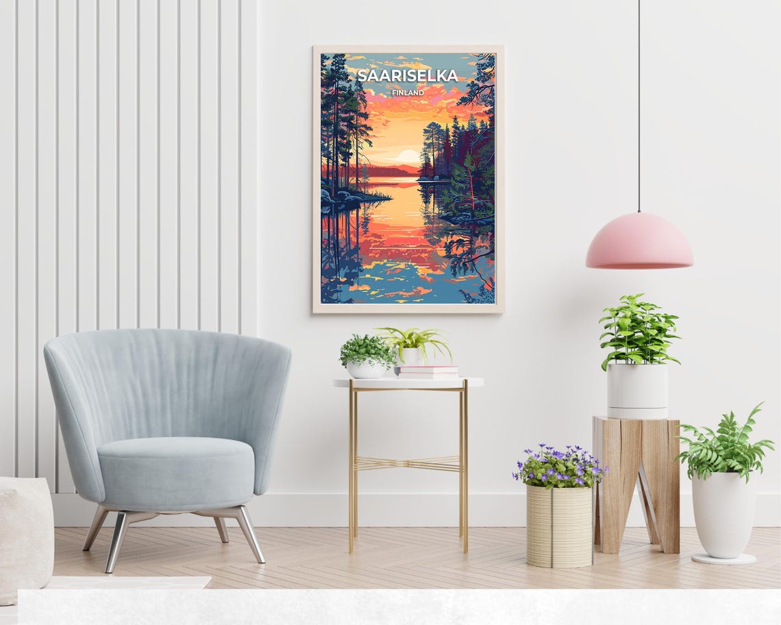 Saariselka Finland Pine Forest Lake Reflection At Sunset Poster - Image 2