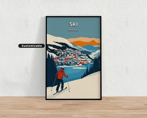 Ski Norway Travel Poster Custom Wall Art