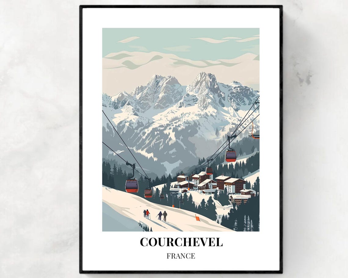Courchevel France Travel Print Wall Art Courchevel France City Print Courchevel France Travel Gift Courchevel France Poster