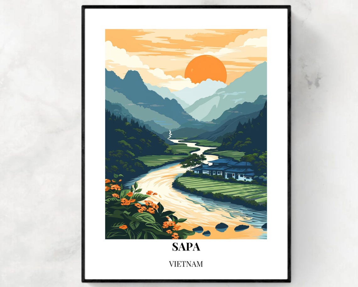 Fansipan Mountain Travel Print Wall Art Sapa Vietnam City Print Fansipan Mountain Travel Gift Fansipan Mountain Poster Travel Gift