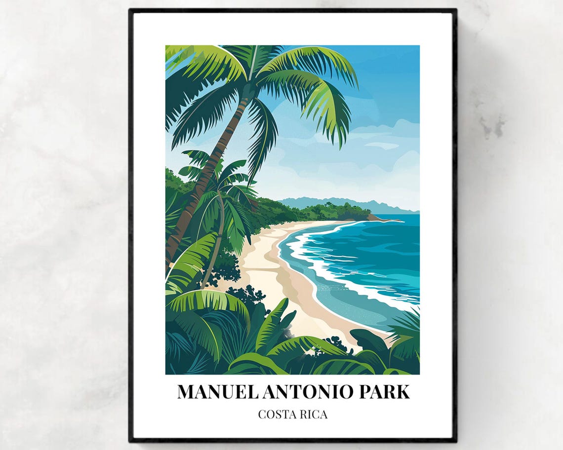 Manuel Antonio Park Costa Rica Palm Beach Curving Shoreline Poster