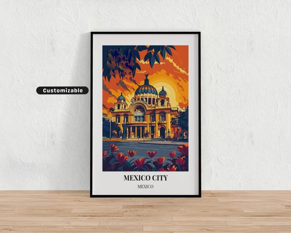 Mexico City Travel Poster Custom Wall Art
