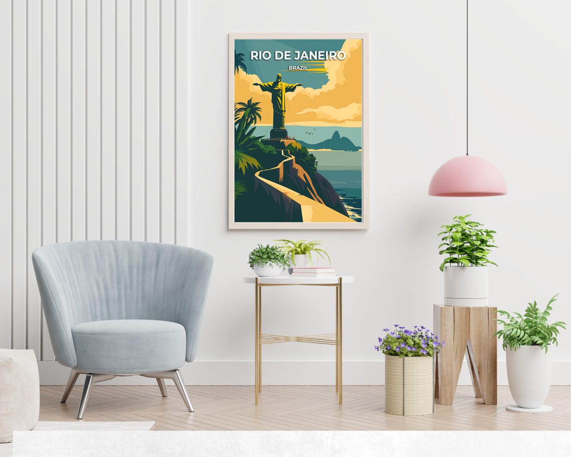 Rio de Janeiro Brazil Christ the Redeemer at Sunset Travel Poster - Image 2