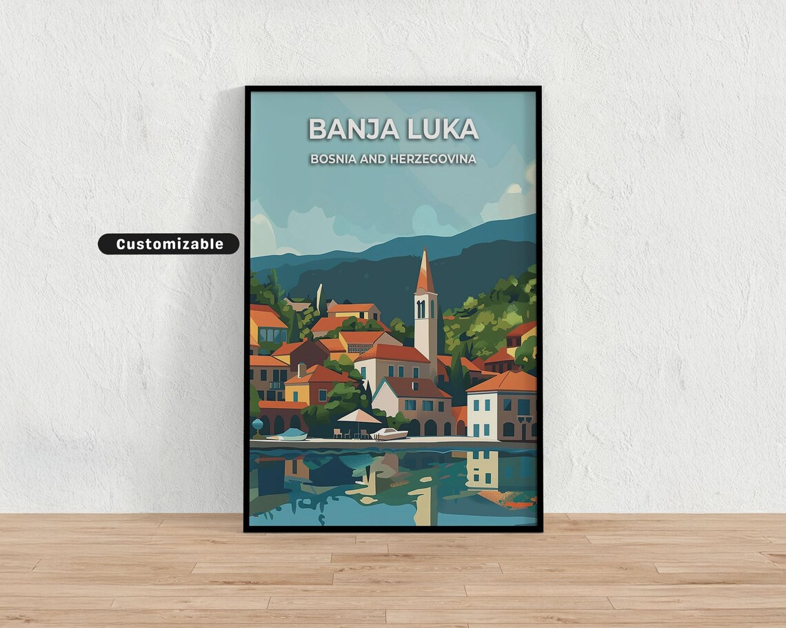 Banja Luka Bosnia and Herzegovina Town Customizable Travel Poster