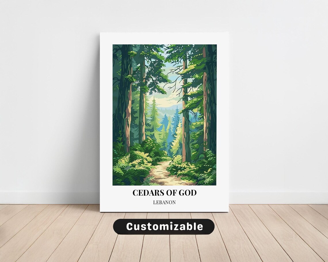 Cedars of God Lebanon Forest Travel Poster Ancient Cedar Trail