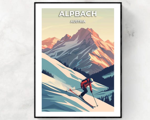 Alpbach Travel Print Alpbach Ski Poster Austria Ski Poster Alpbach Ski Resort Print