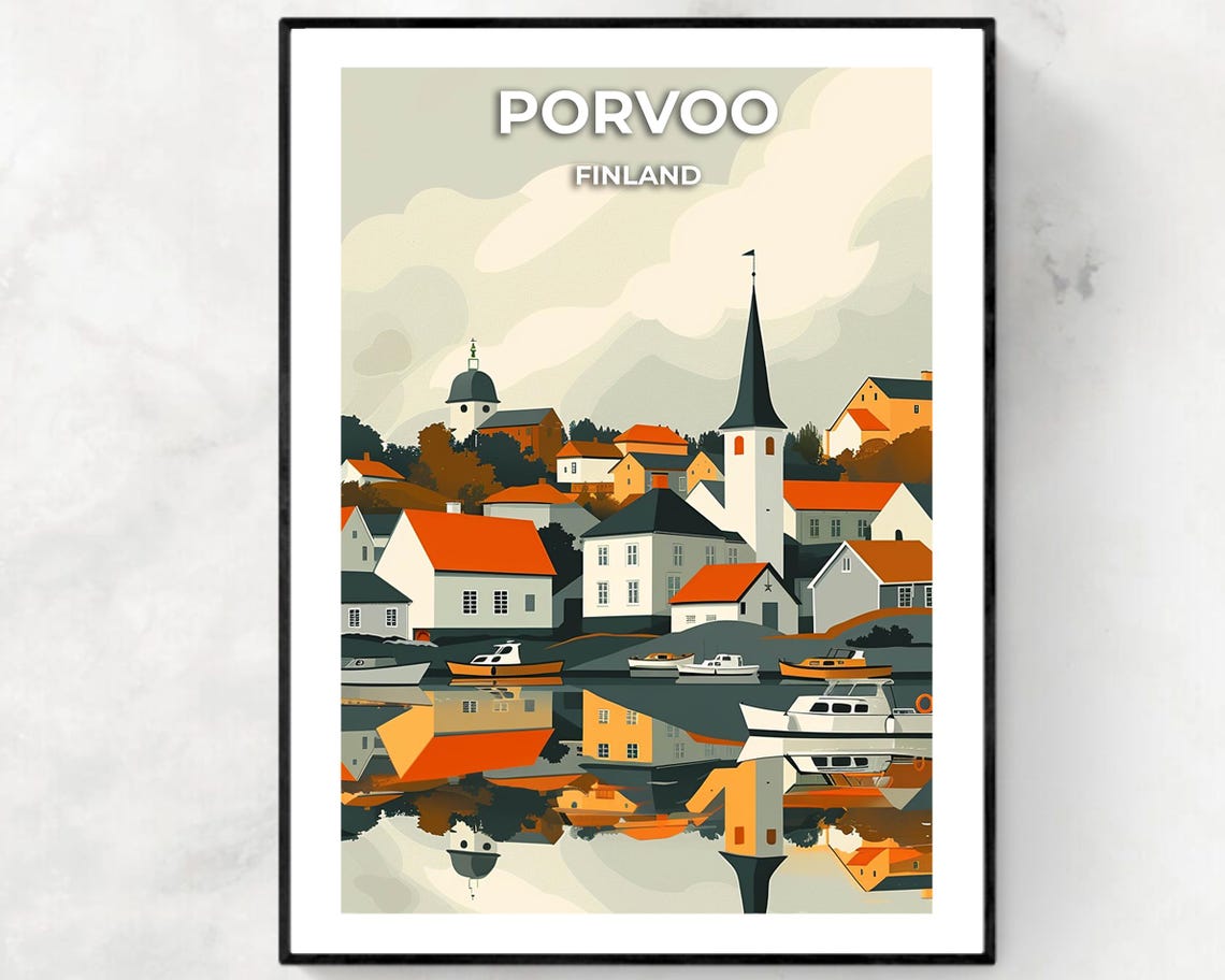Porvoo Old Town Travel Print Wall Art Porvoo Finland City Print Porvoo Old Town Travel Gift Porvoo Old Town Poster