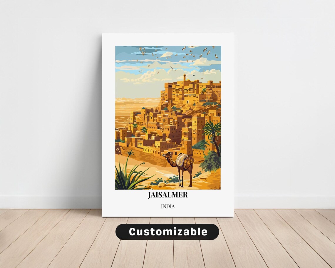 Jaisalmer India Golden Fort Camel Desert Fortress Travel Poster