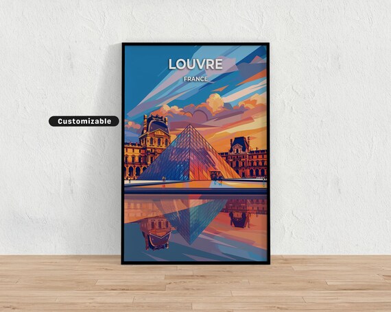 Louvre France Travel Poster Custom Wall Art