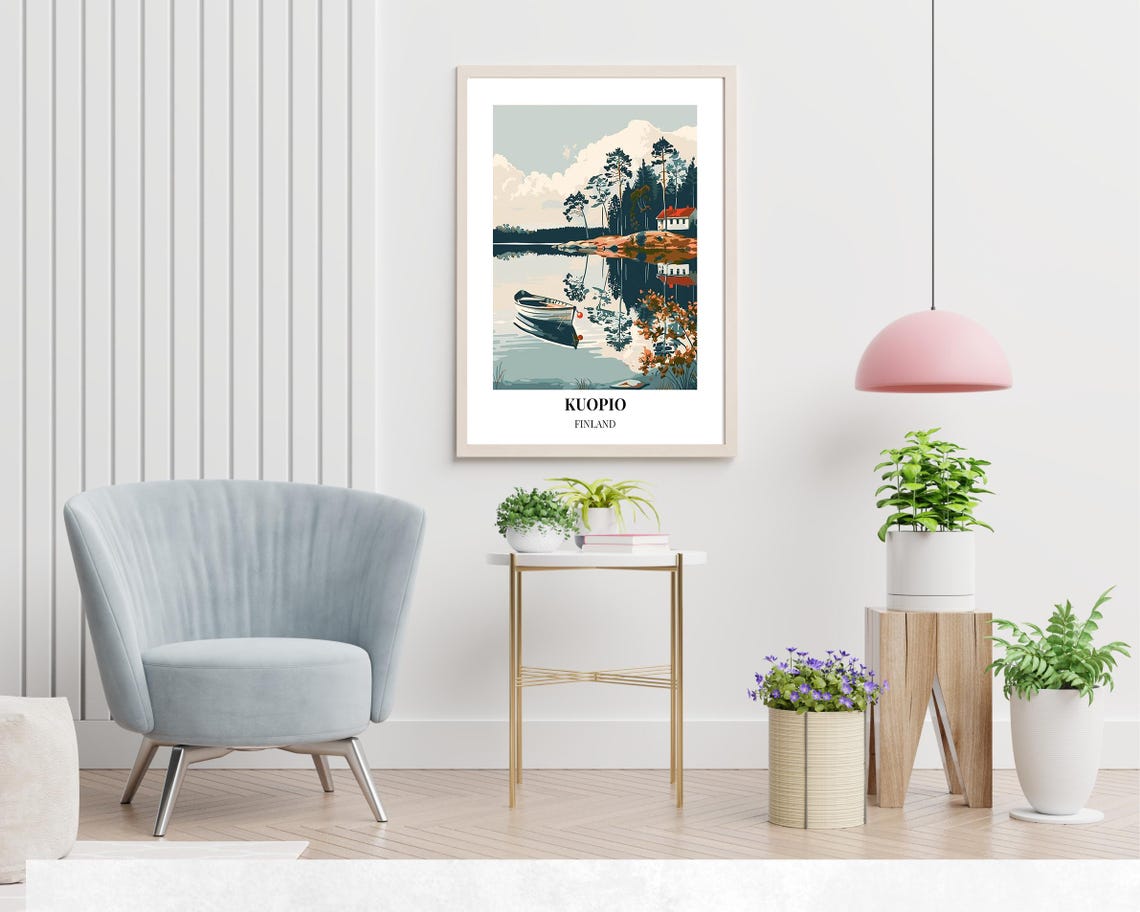Peaceful Kuopio Lakeside Cabin with Rowboat in Finnish Lakeland Poster - Image 2