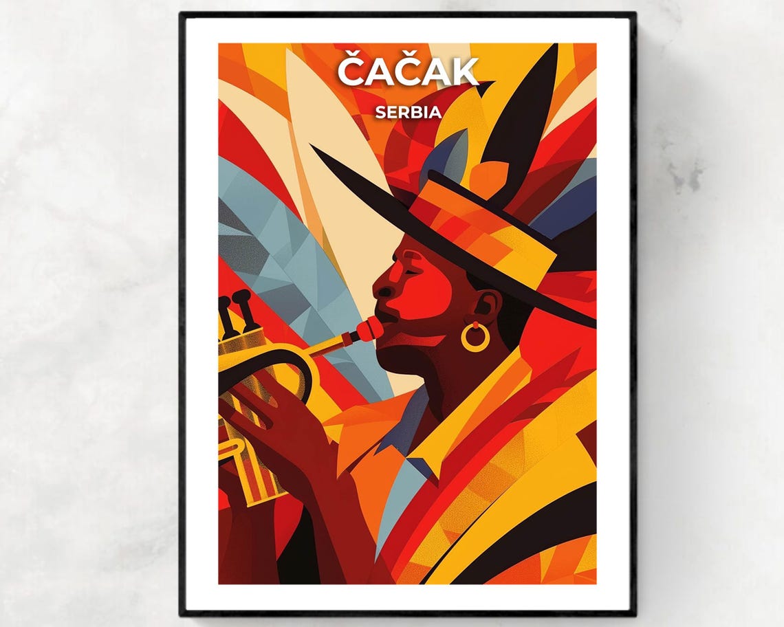 Gua Trumpet Festival Travel Print Wall Art Aak Serbia City Print Gua Trumpet Festival Travel Gift Gua Trumpet Festival Poster