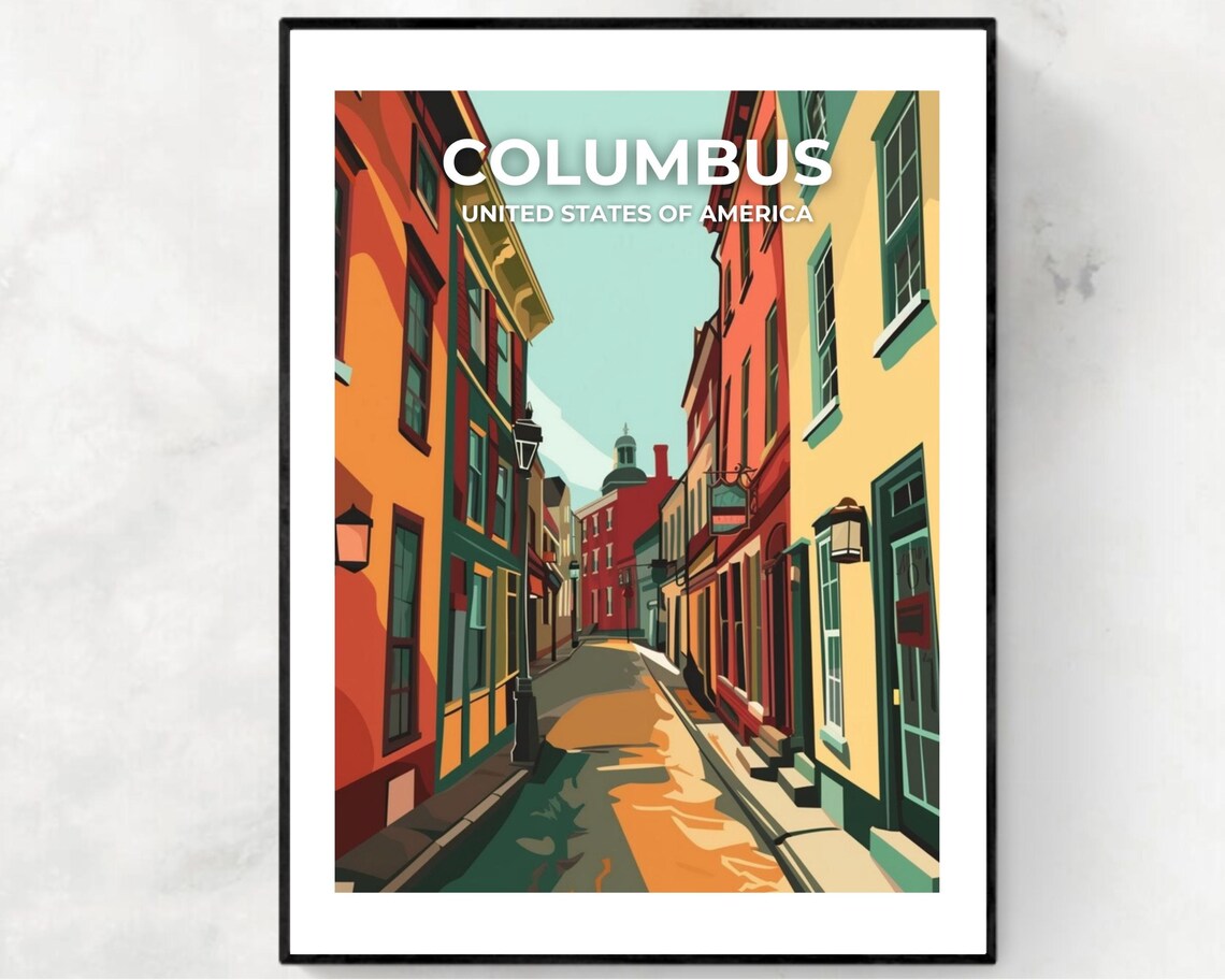 Columbus Travel Print Wall Art Columbus Ohio City Print Columbus Travel Gift Columbus City Poster Travel Gift