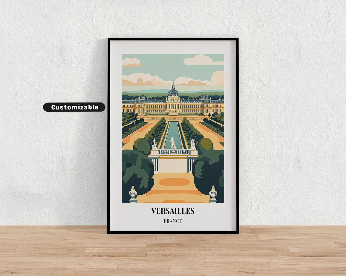 Versailles France Palace Gardens Grand Canal Classic Travel Poster