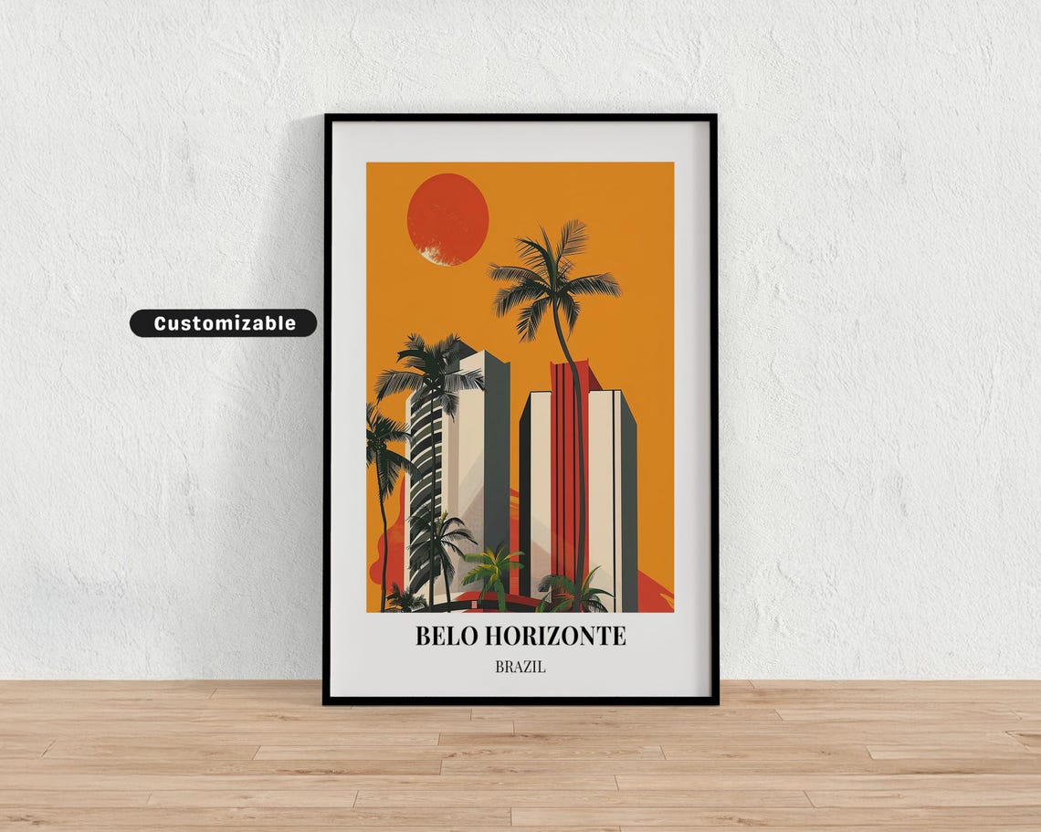 Belo Horizonte Brazil Travel Poster Custom Wall Art
