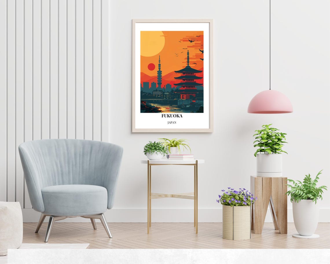 Fukuoka Tower Travel Print Wall Art Fukuoka Japan City Print Fukuoka Tower Travel Gift Fukuoka Tower Poster Wall Art - Image 2