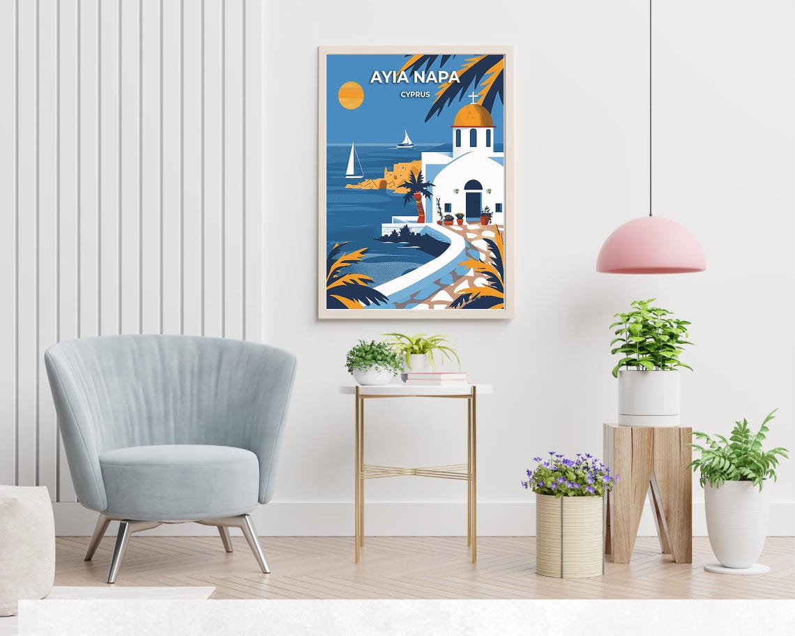 Ayia Napa Travel Print Wall Art Ayia Napa Cyprus City Print Ayia Napa Travel Gift Ayia Napa City Poster Travel Gift - Image 2