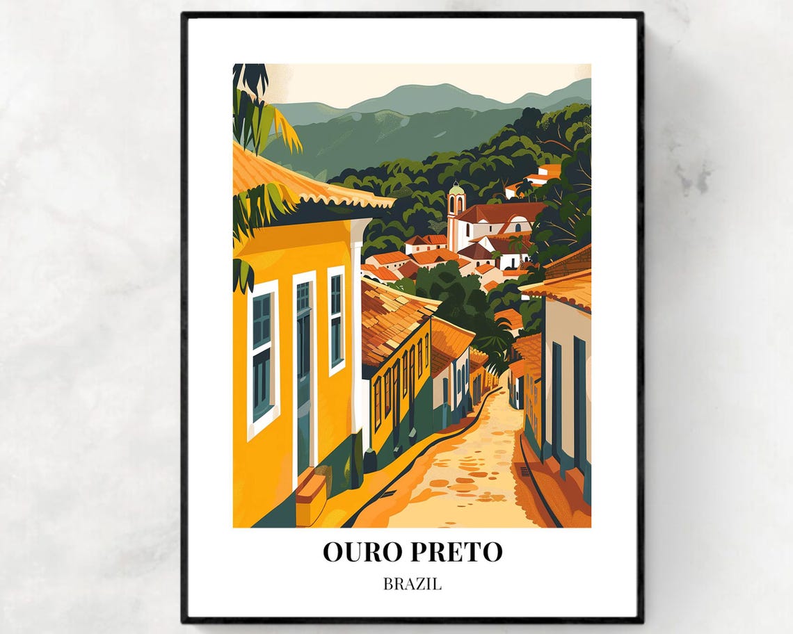Historic Center Of Ouro Preto Travel Print Wall Art Ouro Preto Brazil City Print Historic Center Of Ouro Preto Travel Gift Travel Gift