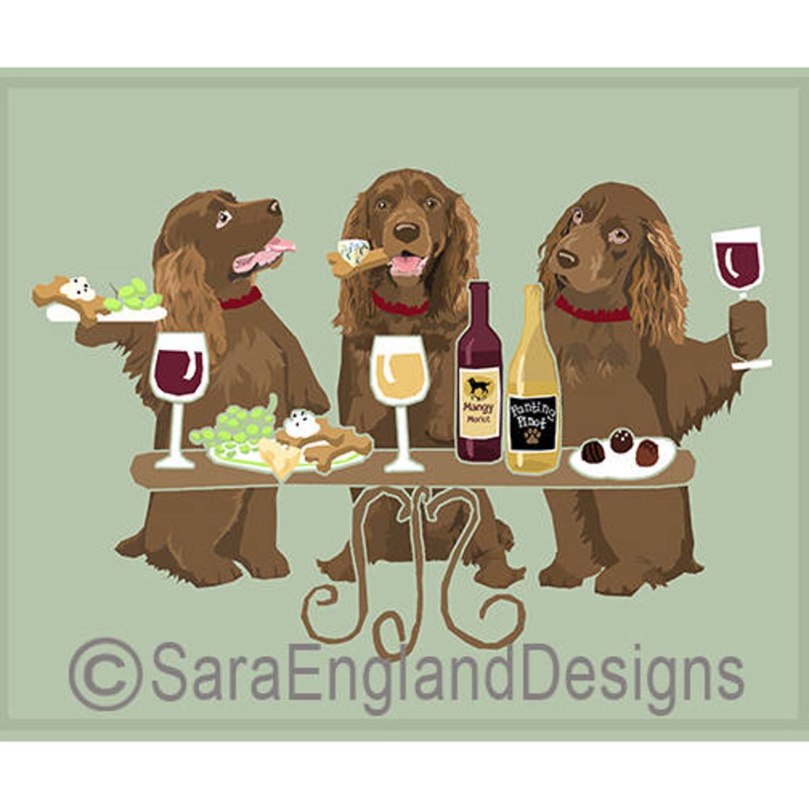 Sussex Spaniel, Wineing Dog Art Print