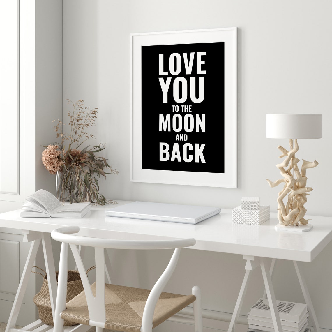 Love You To The Moon And Back Bold Typography Quote Wall Decor Poster - Image 3