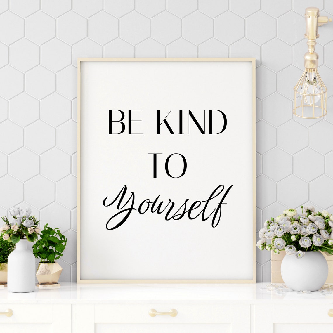 Be Kind To Yourself Elegant Serif Script Self Care Quote Poster