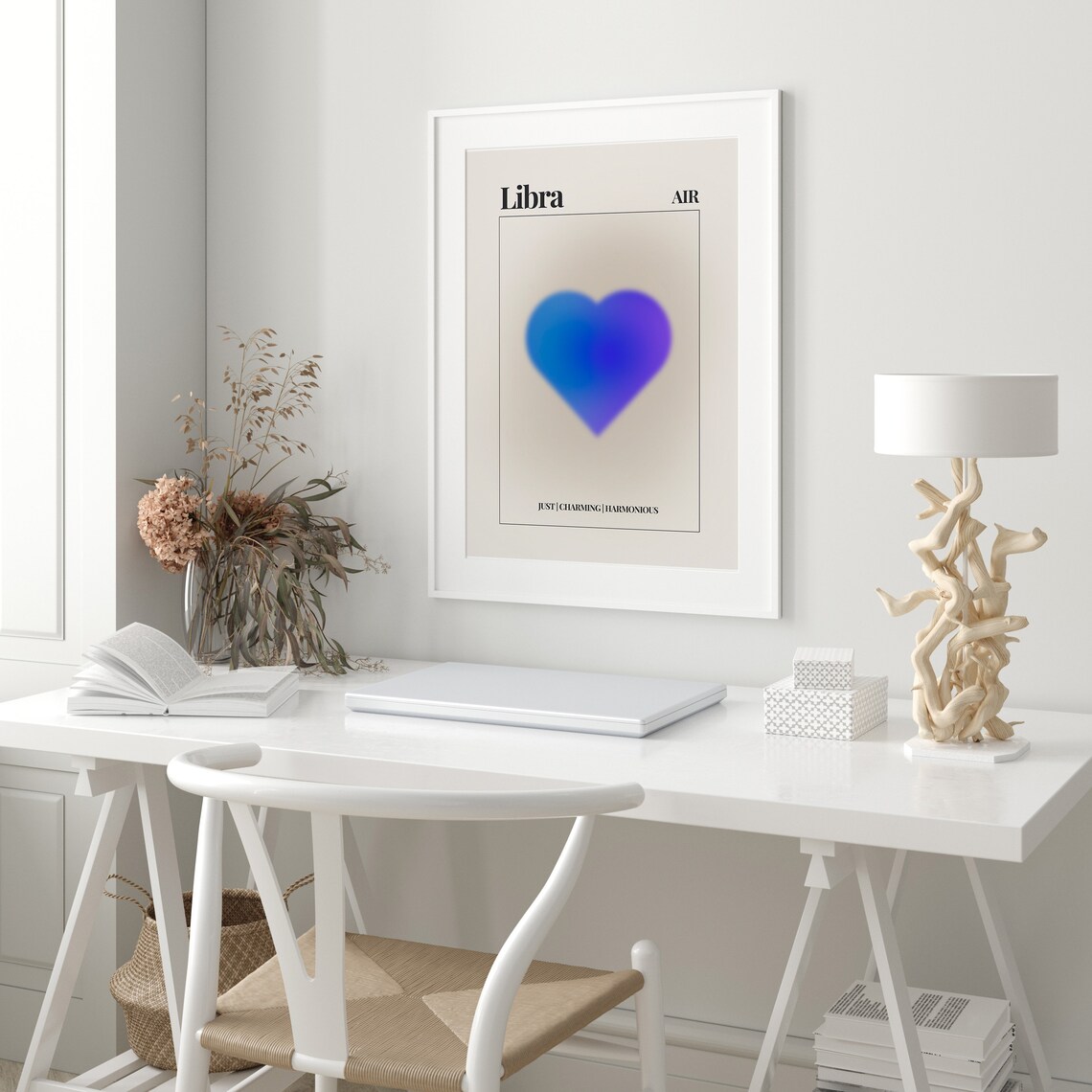 Libra Zodiac Sign Air Aura Heart Minimalist Astrology Poster - Image 3