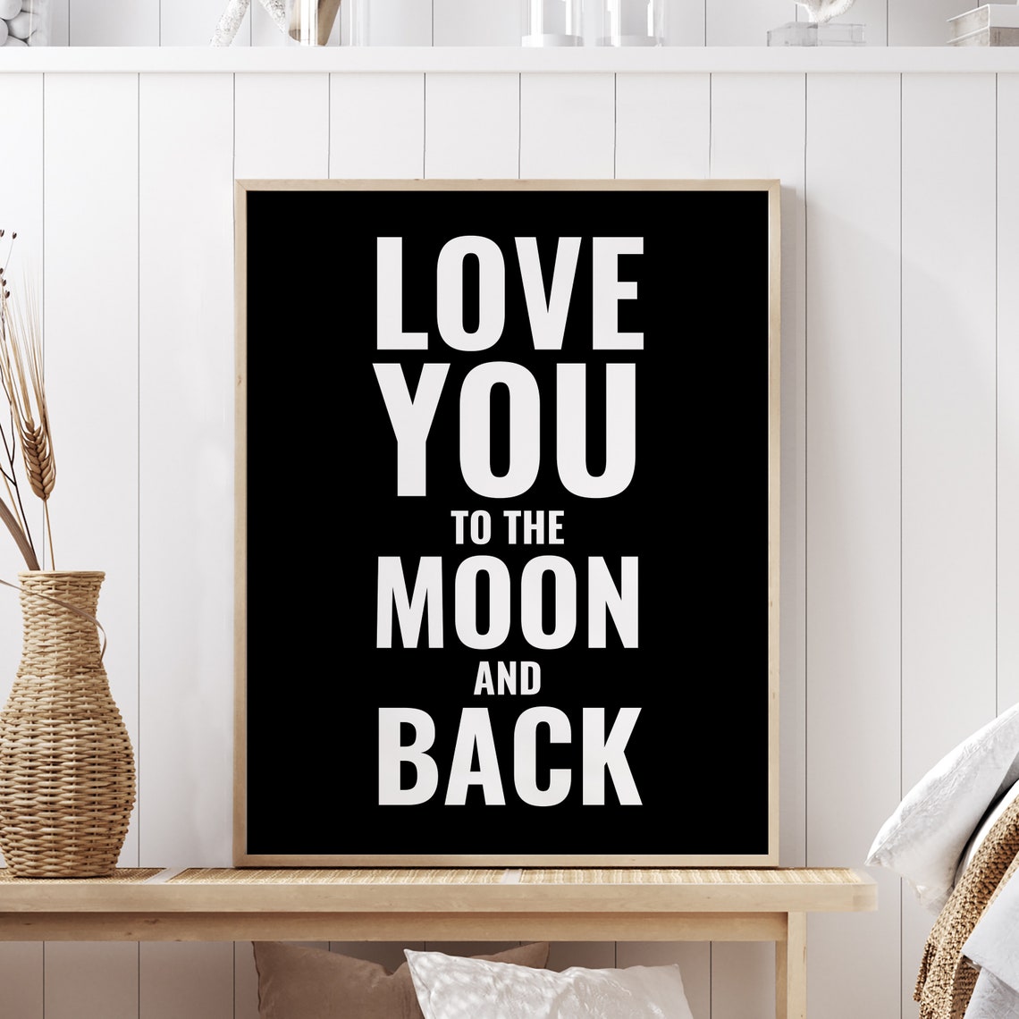 Love You To The Moon And Back Bold Typography Quote Wall Decor Poster