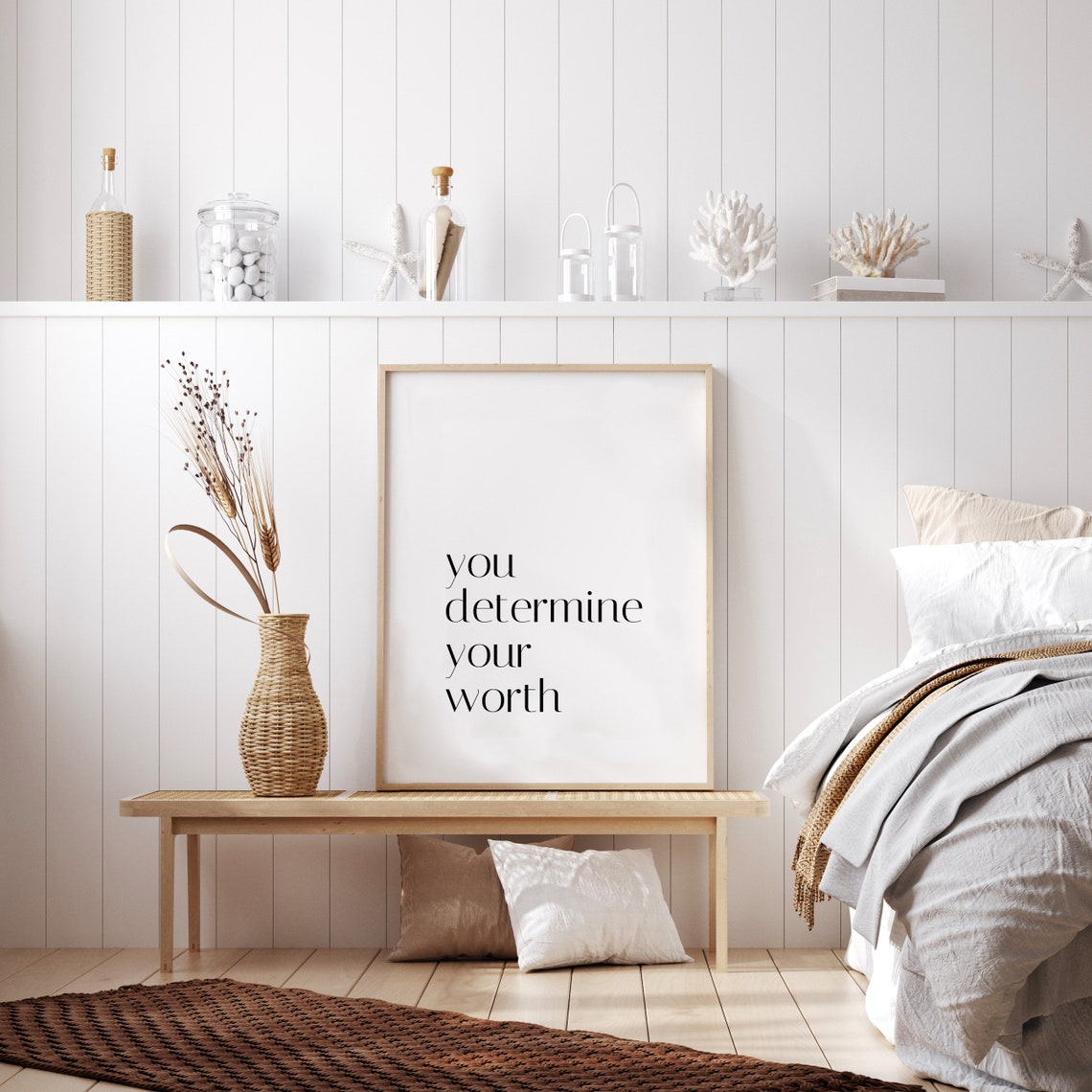 You Determine Your Worth Minimalist Typography Self Love Poster - Image 3