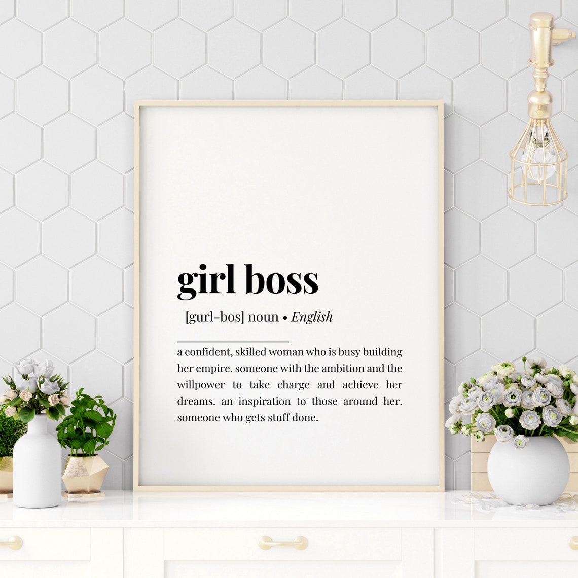 Girl Boss Dictionary Definition Confident Woman Empowerment Poster