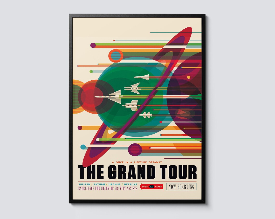 Grand Tour Vintage Nasa Poster Print, Retro Scifi Decor