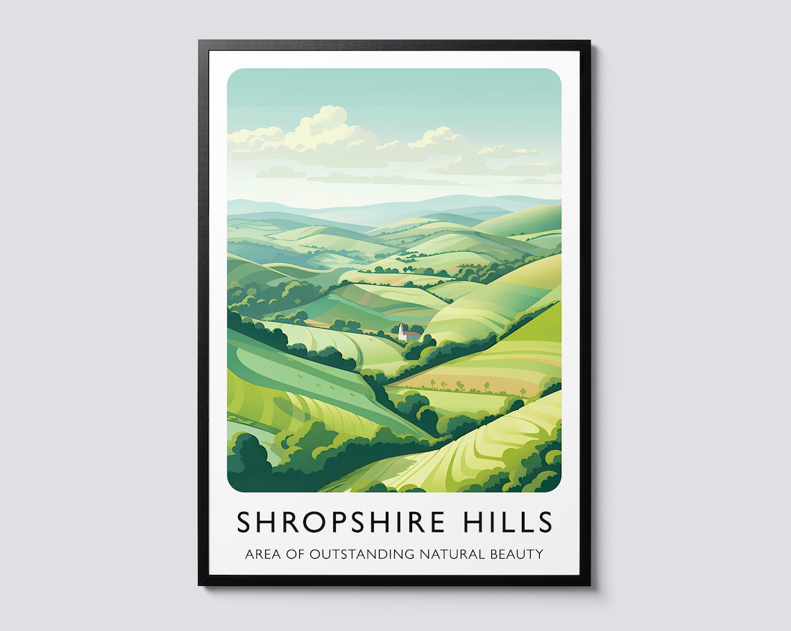 Shropshire Hills AONB England Travel Poster