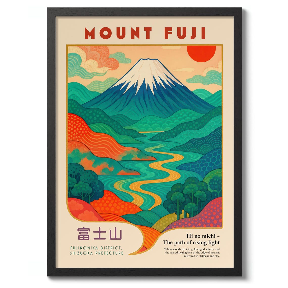 Mount Fuji Hi No Michi Path Of Rising Light Japanese Art Travel Poster