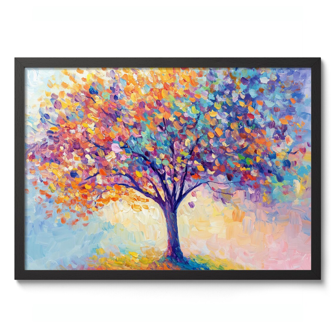 Vibrant Colorful Tree Of Life Impressionist Oil Painting Poster