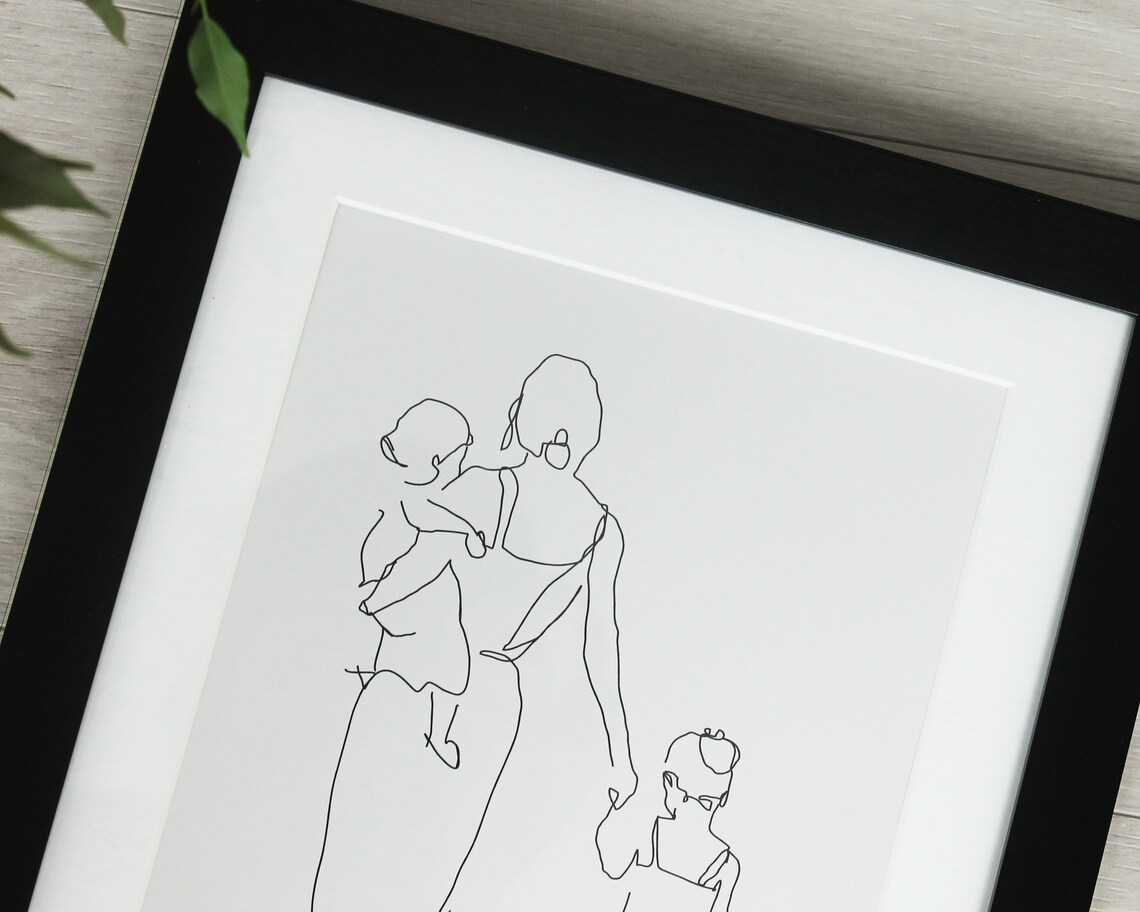 Mother And Daughter Print Mother And Daughter Line Art Mother And Daughter Drawing Mother And Daughter Portrait Mothers Day Print Gift - Image 2