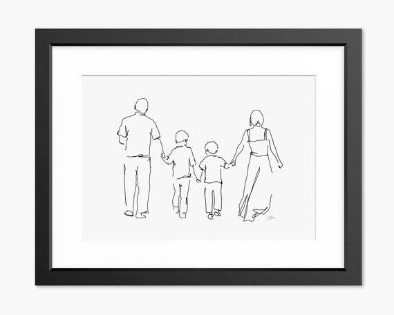 Family Print Family Line Art Family Portrait Family Drawing Family Gift Line Art Line Drawing Family Illustration Family Wall Art
