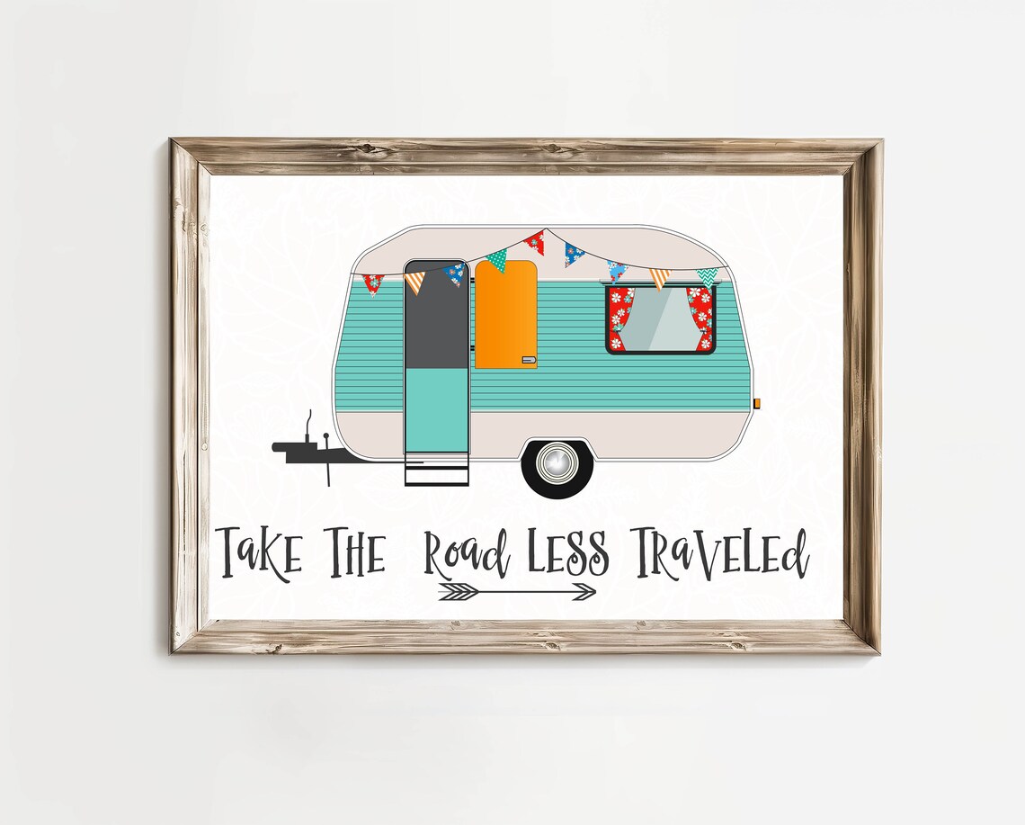 Camping Take The Road Less Traveled Art Print - Image 2