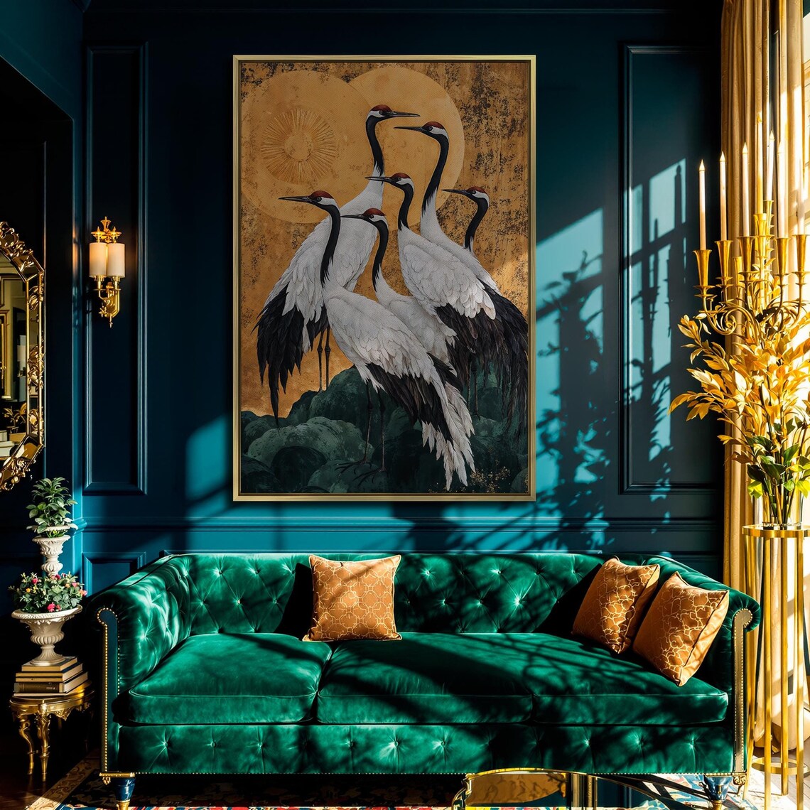 Japanese Cranes Art Print, Elegant Wildlife Decor
